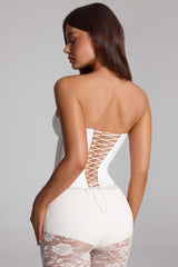 Lace-Up Corset Top in White