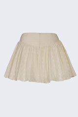 Bow-Detail Broderie Anglaise Mini Skirt in Ivory