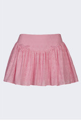 Bow-Detail Broderie Anglaise Mini Skirt in Soft Pink