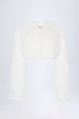 Faux Fur Cropped Bolero in White