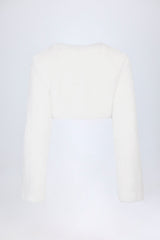 Faux Fur Cropped Bolero in White