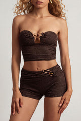 Mid-Rise Shorts in Dark Chocolate