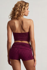 Hardware-Detail Bandeau Crop Top in Berry Purple