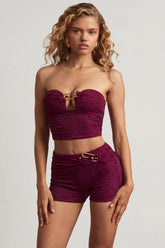 Hardware-Detail Bandeau Crop Top in Berry Purple