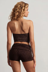 Hardware-Detail Bandeau Crop Top in Dark Chocolate