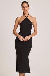 Modal Halterneck Midaxi Dress in Black