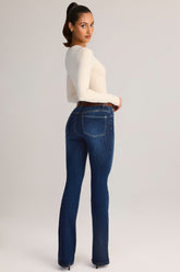Denim Mid-Rise Flared Jeans in Indigo