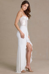 Premium Embellished Lace Corset Gown in White