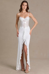 Premium Embellished Lace Corset Gown in White