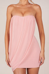 Bandeau Draped Mini Dress in Blush Pink