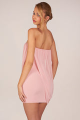 Bandeau Draped Mini Dress in Blush Pink