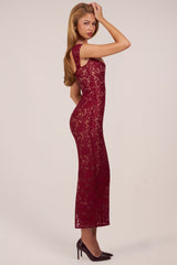 Sweetheart-Neck Maxi Dress in Cherry Red