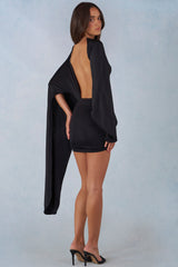 Draped Cape Mini Dress in Black