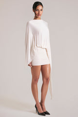 Draped Cape Mini Dress in Ivory