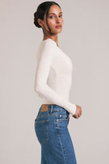 V-Neck Long-Sleeve Top in Ivory