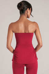 Bandeau Longline Top in Cherry Red