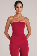 Bandeau Longline Top in Cherry Red