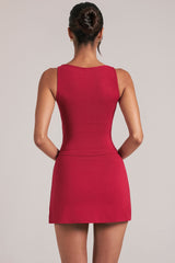 Square-Neck Top in Cherry Red