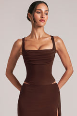 Square-Neck Top in Chocolate Brown