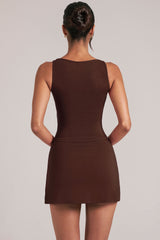 Square-Neck Top in Chocolate Brown