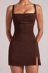 Square-Neck Top in Chocolate Brown