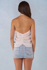 Mid-Rise Denim Micro Mini Skirt in Light Denim