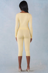 Knit Mid-Rise Capri Trousers in Butter Yellow