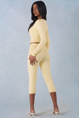 Knit Mid-Rise Capri Trousers in Butter Yellow