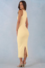 Modal Lace-Trim Midaxi Dress in Butter Yellow