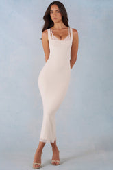 Modal Lace-Trim Midaxi Dress in Ivory