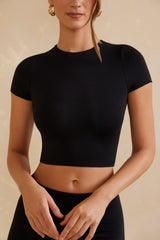 Cap Sleeve Crop Top in Black