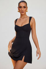 Sweetheart Neckline Mini Dress in Black