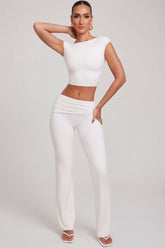 Mid-Rise Straight Leg Trousers in White