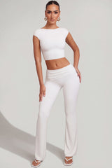 Mid-Rise Straight Leg Trousers in White