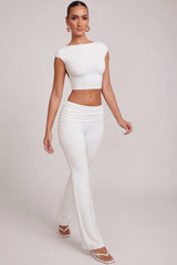 Mid-Rise Straight Leg Trousers in White