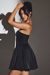 Corset Tulle Mini Dress in Jet Black