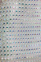 Embellished V-neck A-Line Mini Dress in Silver