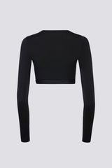 Soft Jersey Wrap Crop Top in Black