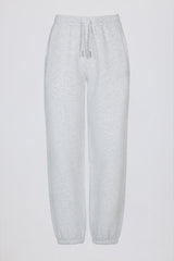 Brushed Cotton Jersey Mid-Rise Relaxed Joggers in Grey Marl