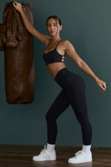 Lightweight Seamless Wrap-Over High-Waist Leggings in Black