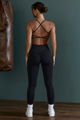 Lightweight Seamless Wrap-Over High-Waist Leggings in Black
