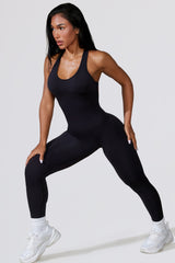 Open Back Define Luxe Unitard in Black