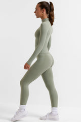 Soft Active Zip-Up Jacket in Khaki