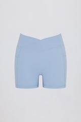 Soft Active Pocket V-Waist Mini Shorts in Sky