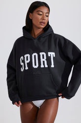 Soft Cotton Fleece Oversized Hoodie in Black