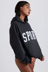 Soft Cotton Fleece Oversized Hoodie in Black