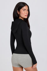 Soft Active Hooded Mid-Layer Jacket in Black