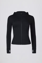 Soft Active Hooded Mid-Layer Jacket in Black