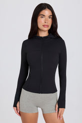 Soft Active Hooded Mid-Layer Jacket in Black