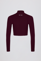 Soft Active Zip-Up Cropped Jacket in Burgundy
